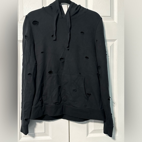 Yogalicious Distressed Cutout Black Hoodie Size XL - Picture 1 of 3
